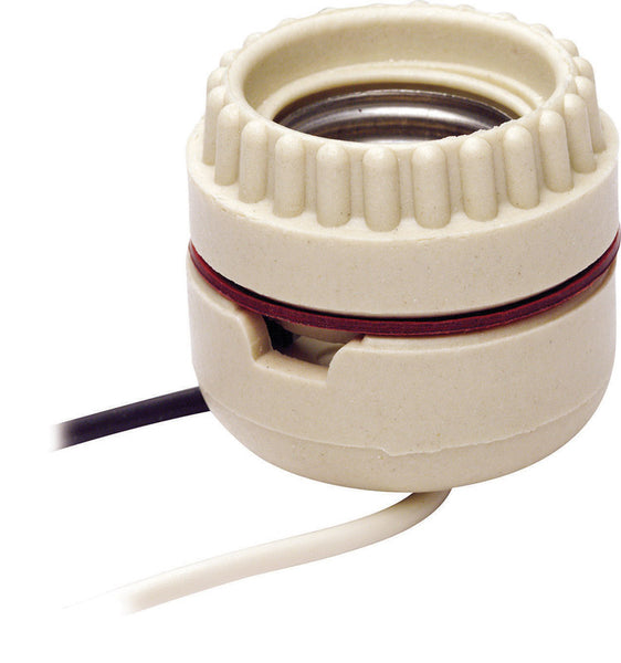 Toma de corriente sin llave de base mediana de porcelana Leviton, paquete de 1