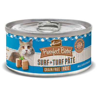 Comida para gatos Purrfect Bistro, paté Surf & Turf, lata de 5,5 oz