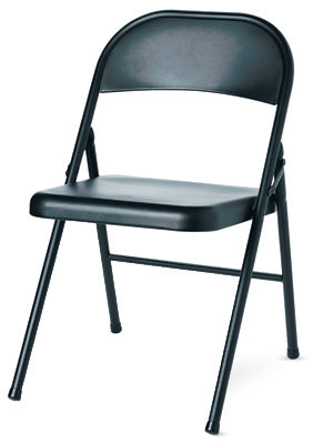 Silla plegable de acero, color negro (paquete de 6)