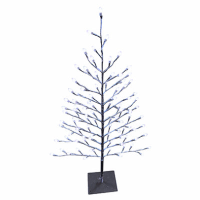 Árbol plano cubierto de nieve con luces LED, tapas de color blanco puro, 42 pulgadas
