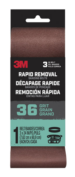 Banda de lijado eléctrico de grano 36 de 3 m Belt3x241pk36 de 3 x 24 de eliminación rápida