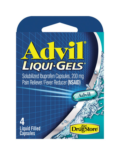 Advil Liqui-Gels Pain Reliever/Fever Reducer 4 ct (Pack of 6).