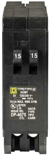 Square D HOMT1515CP 15A 1P 120/240V Tandem Miniature Circuit Breaker Plug-in Mount