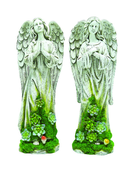 Estatua de ángel suculento de poliresina gris de 16 pulgadas de Meadow Creek (paquete de 4).