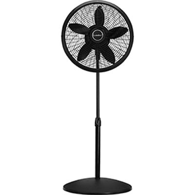 Ventilador de pedestal, ajustable, negro, 18 pulgadas.