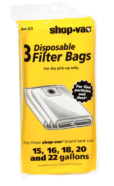 Shop-Vac 25 in. L X 11 in. W Dry Filter Bags 15-22 gal 3 pk