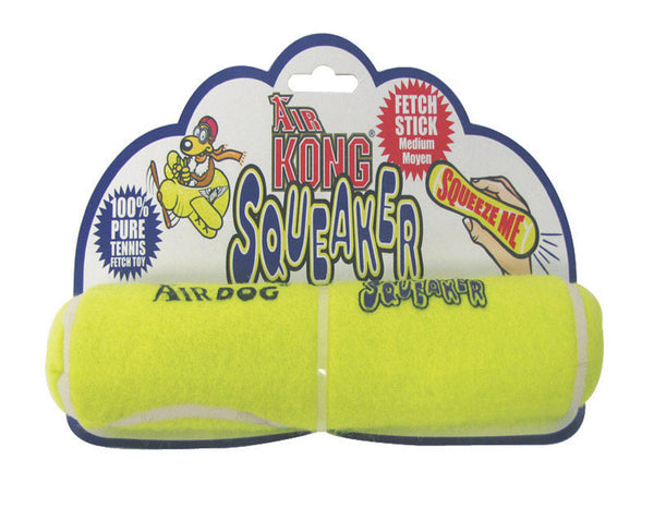 Juguete para perros Kong Green Squeaker Fetch Stick de tela con chirriador y sonido, tamaño mediano