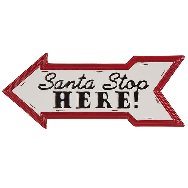 Celebrations Enamel Santa Stop Here Arrow Sign Christmas Decoration (Pack of 6)