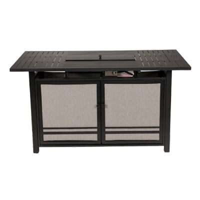 Mesa para fogata a gas LP Manhattan, aluminio gris carbón, 66 x 36 pulgadas.