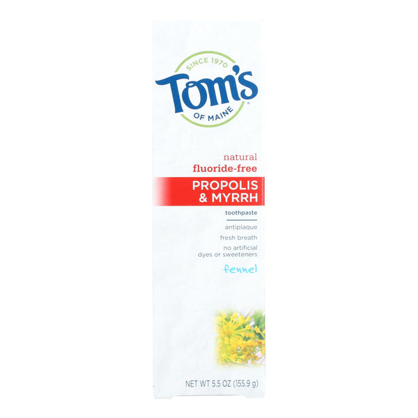 Tom's of Maine Propolis and Myrrh Toothpaste Fennel - 5.5 oz - Case of 6 (Pack of 6)