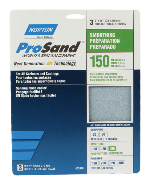 Papel de lija de 9 x 11 pulgadas, 150 g (paquete de 10)