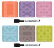 Quartet 79201-WM 3 X 3 Assorted ReWritables® Dry Erase Magnets With Marker