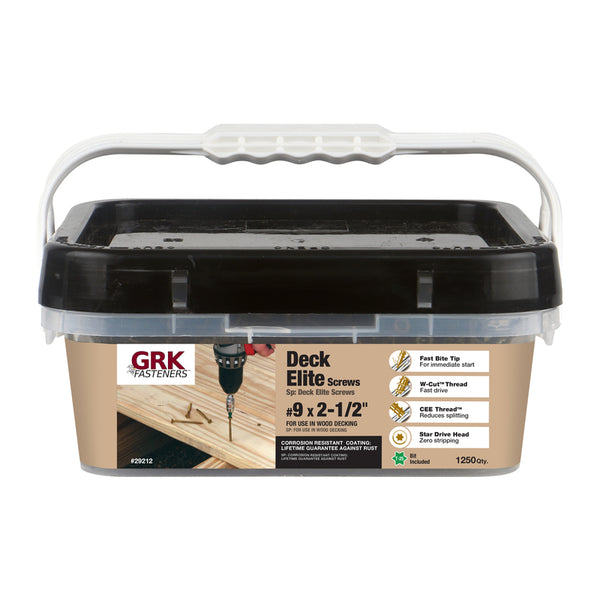 GRK Deck Elite No. 9 x 2-1/2 in. L Star Bugle Head Deck Screws 1250 pk