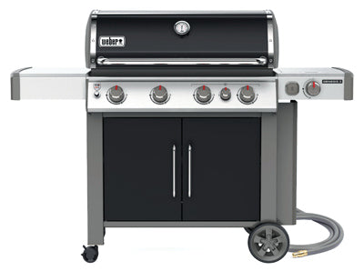 Parrilla a gas natural Genesis II E-435 de 4 quemadores, 48 000 BTU, quemadores laterales y para sellar, color negro