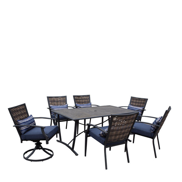Living Accents Fair Oaks 7 pc. Brown Steel Patio Set Navy Blue