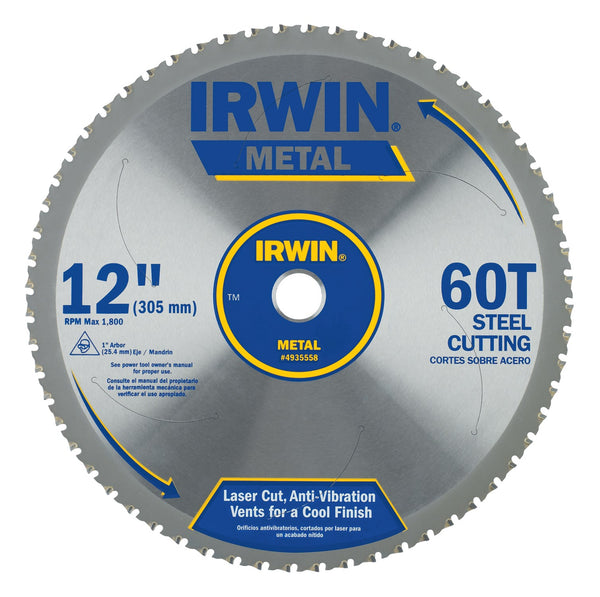 Hoja de sierra circular para cortar metal de carburo de 12" y 60 dientes Irwin 4935558