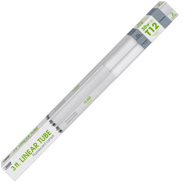 Bombillas Feit Legacy de 30 W, T12, 1,5 pulg. de diámetro, 36 pulg. de largo, fluorescentes, luz blanca fría, lineales, 4100 K, paquete de 2