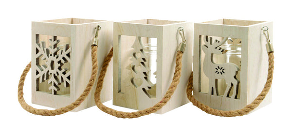 Decoris Fir Wood Lantern Christmas Decoration Natural Wood 1 pk (Pack of 12)