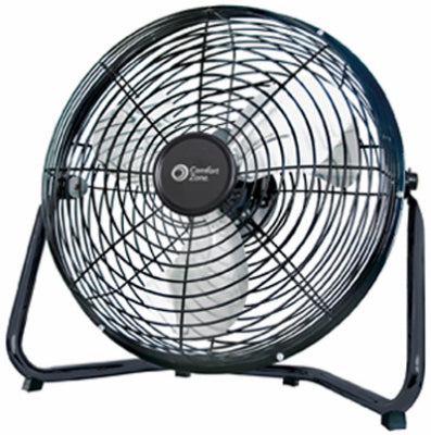 Ventilador de alta velocidad, resistente, metal negro, 14 pulgadas.