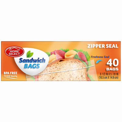 Sandwich Bags, Zipper Seal, 50-Ct. (Pack of 24)