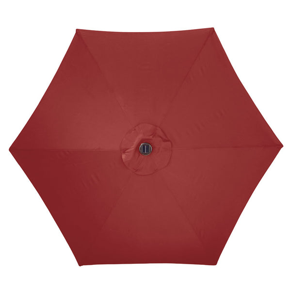 Sombrilla LED solar inclinable de 9 pies de Living Accents en color rojo