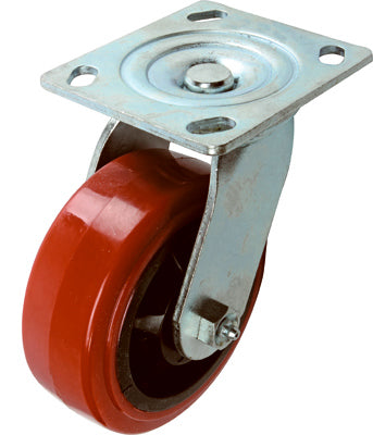 Red Poly Wheel, Swivel Caster, 5-In.