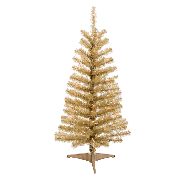 TREE GOLD TINSEL CLR 4'