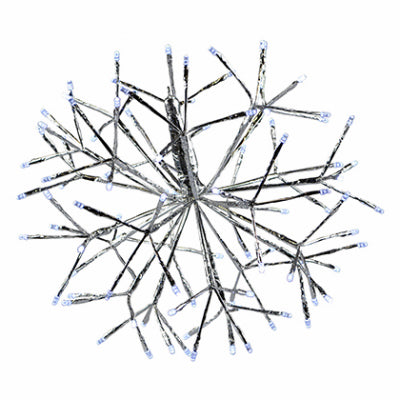 LED Shimmering Sphere, Silver Wire Branches, Pure White Twinkling Bulbs, 16-In.