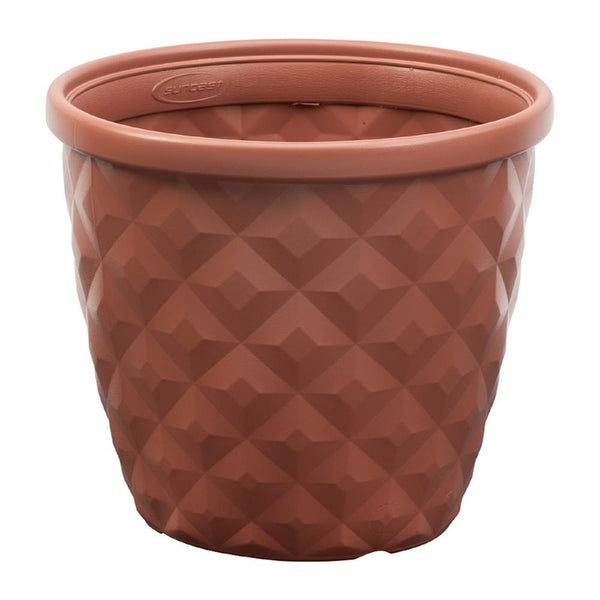 Suncast Pinehurst Terracotta Resin Planter 14 Dia. in. with Drainage Holes