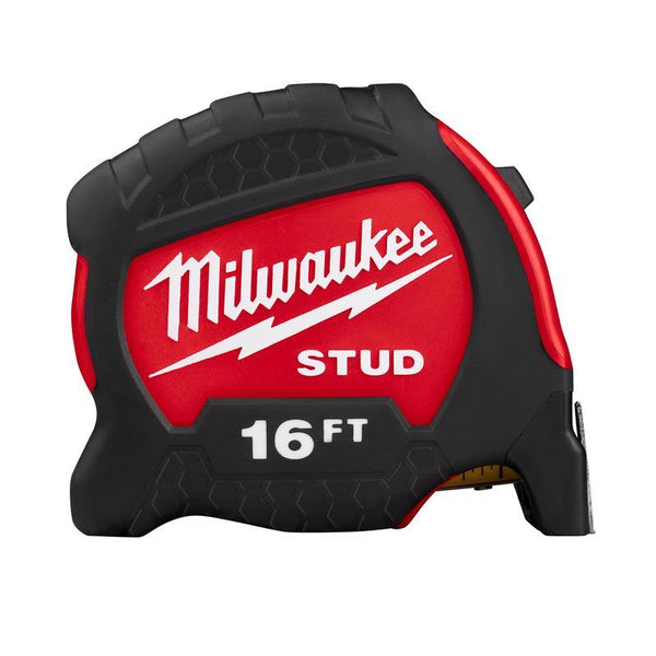 Cinta métrica compacta de hoja ancha Milwaukee Stud de 16 pies de largo y 1-5/16 pulgadas de ancho, paquete de 1