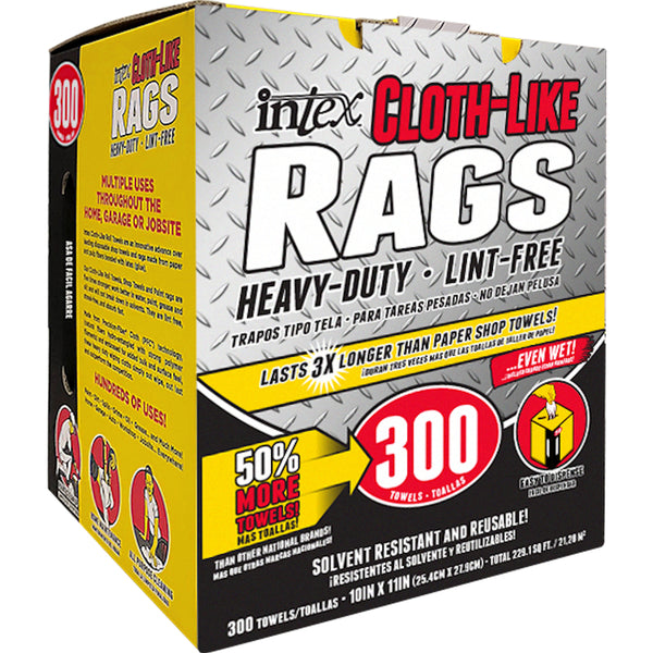 Intex Cloth-Like Fiber Blend 300-Count Wiping Rag 11 L x 10 W in.