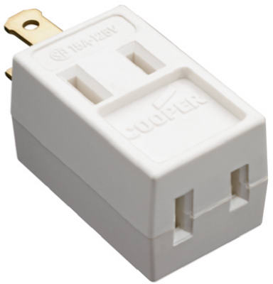 Grifo cúbico, vinilo blanco, 2 polos, 15 A, 125 V (paquete de 10)