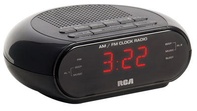 Radio despertador con doble función de despertador, color negro