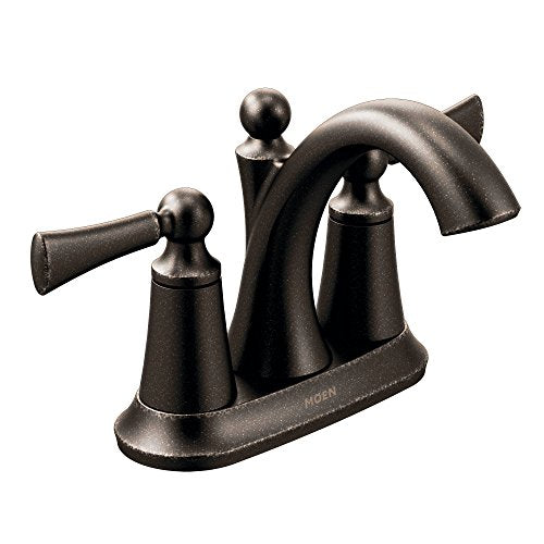 Grifo de baño de arco alto de dos manijas en bronce frotado con aceite
