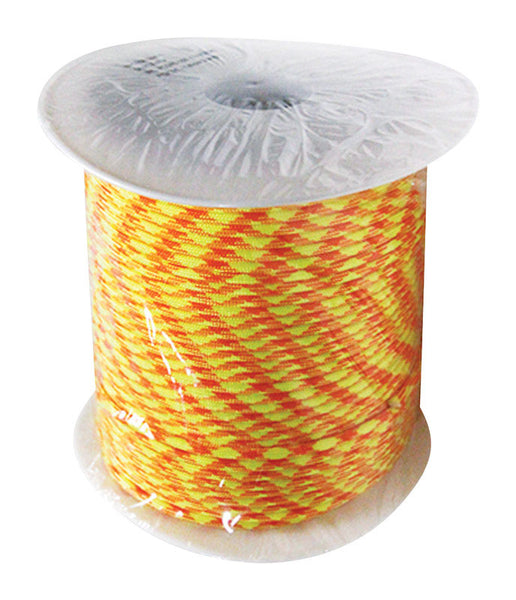 Paracord de nailon trenzado de color naranja y amarillo SecureLine de 5/32 pulg. de diámetro x 400 pies de largo