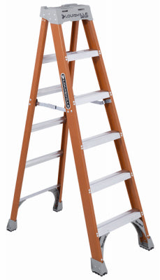 Escalera de tijera de 6 pies, fibra de vidrio, tipo IA, capacidad de carga de 300 lb