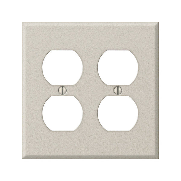 Amerelle Contractor Metallic 2 gang Stamped Steel Duplex Outlet Wall Plate 1 pk