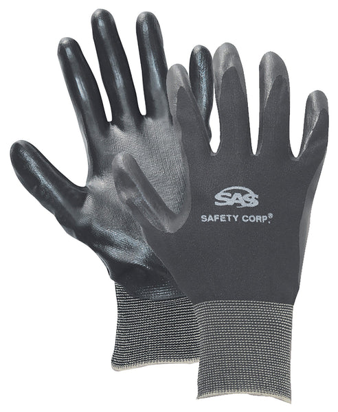 SAS Safety Corporation 640-1909 Large Black Nitrile Coated Gloves