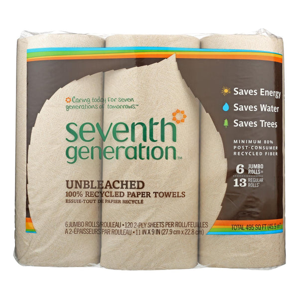 Seventh Generation Recycled Paper Towels - Unbleached - Case of 4 - 120 Count (Pack of 4)