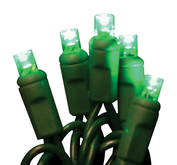 Juego de luces LED comerciales Celebrations Platinum de 5 mm, color verde, 50 luces verdes