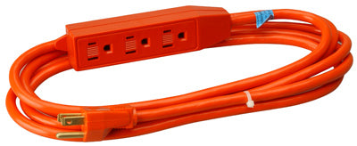 Cable de extensión de 3 salidas, 16/3 SJTW, redondo, naranja, 3 pies.