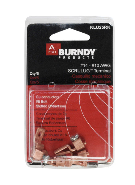 Burndy 10 AWG Offset Terminal Lug 5 pk