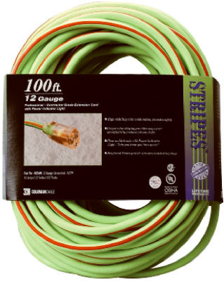 Cable de extensión para exteriores verde lima neón SJTW 12/3 de 100 pies