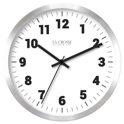 Reloj de pared, metal plateado cepillado, 10 pulgadas.