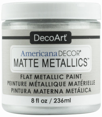 Pintura para manualidades metalizada mate Americana Decor, plata suave, 8 oz (paquete de 3)