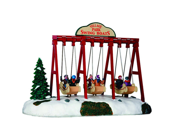Lemax Animated Village Park Swing Boats Village Accessory Multicolor Resin 7.48 in. 1 each