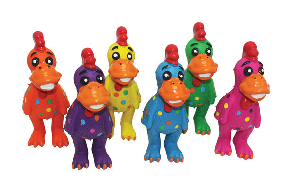 Multipet Globken Assorted Latex Polka Dot Chicken Squeaky Dog Toy Medium