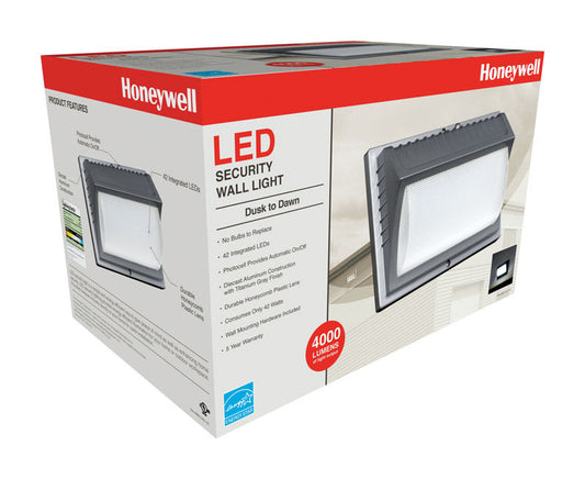 Honeywell  Dusk to Dawn  Hardwired  LED  Gray  Security Wall Light