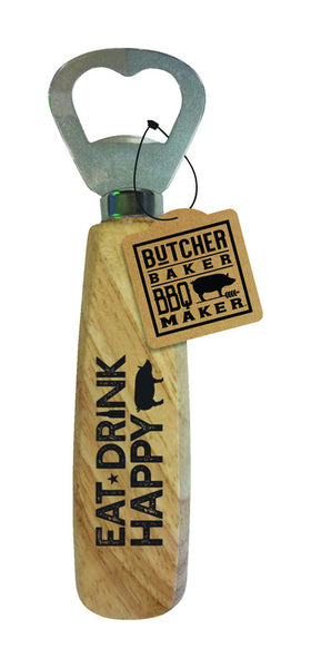 Open Road Brands Butcher Baker BBQ Maker Eat Drink Happy Mounted Bottle Opener Metal (Pack of 6)