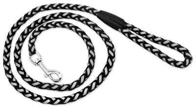 Correa para perro, negra reflectante, 6 pies.